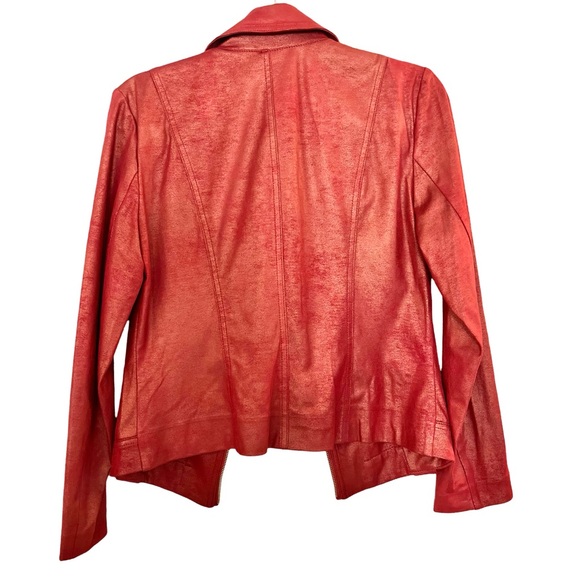 NWOT | Women’s✨Insight New York✨Liquid Cherry Metallic Moto Jacket - Picture 3 of 16